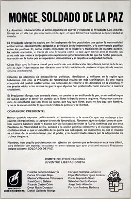 Comunicado del Comité Político Nacional Juventud Liberacionista, manifestando su orgullo en el ap...