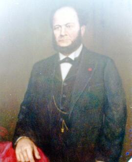 Fotografía con la imagen del óleo del Dr. José María Castro Madriz San José