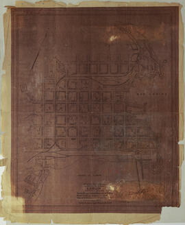 Plano de los cuadrantes de Limón centro, se observa el muelle. Escala: 1:2000. Fecha: octubre 194...