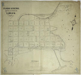 Plano general de la ciudad de Limón. Provincia: Limón. Procedencia: Obras Públicas. Escala: 1:200...