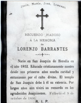 Fotografía de una placa conmemorativa en recuerdo a la memoria de Jesús, María, José y Lorenzo Ba...