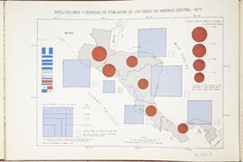 Mapa del Área, volúmen y densidad de población de los países de América Central: 1977. En Atlas E...