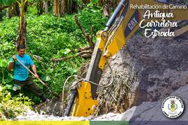 Fotografías de los trabajos de rehabilitación de la antigua carretera a Estrada en el cantón de M...