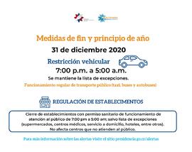 Afiches: Medidas de restricción en fin y principio de año 2020-2021, esto en relación con la cris...