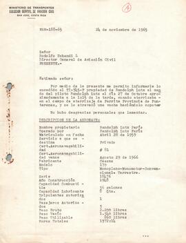 Expediente del accidente ocurrido a la aeronave TI-345-P. Propiedad de Randolph Lutz París. Ocurr...
