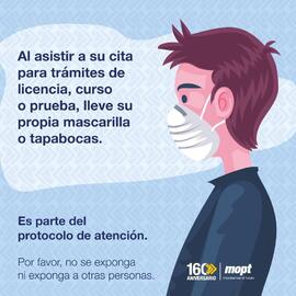 Afiche con información sobre uso obligatorio de mascarilla en la atención del Ministerio de Obras...