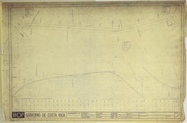 Plano acceso al puente del río Peñas Blancas. Alajuela. Hoja 2 de 6. Planta y perfil. De estación...