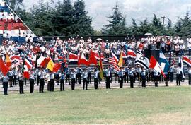 Fotografías de las banderas de los países representados en la ceremonia de Traspaso de Poderes Mo...