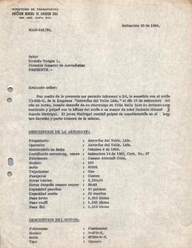 Expediente del accidente ocurrido a la aeronave TI-225-C. Propiedad de Aerovías del Valle Ltda. (...