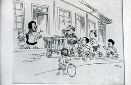 Fotografía de la caricatura El Afilador, dibujada por Hugo Días y tomada en el Teatro Nacional . ...