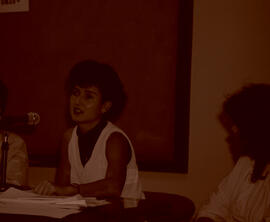 Fotografías de algunos expositores en la Tercera Jornada para el Desarrollo Archivístico. Aparece...