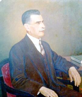 Fotografía con la imagen del óleo del Lic. Luis Dávila Solera, Presidente de la Corte Suprema de ...
