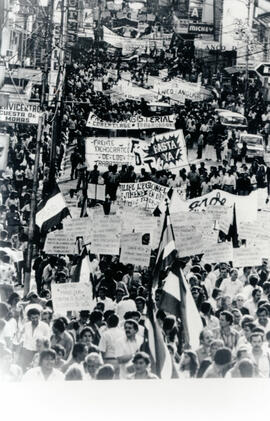 Fotografía con la imagen de una manifestación de diversos grupos sociales y Asociaciónes populare...