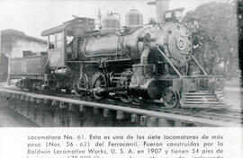 Fotografía de una de las siete locomotoras, la número 61 que tiene el mayor peso 178.000 libras, ...