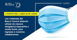 Afiche sobre uso oligatorio de mascarilla en el Banco Central, esto en el contexto de la pandemia...