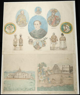 Dibujo vista del monasterio de La Rábida en Sevilla