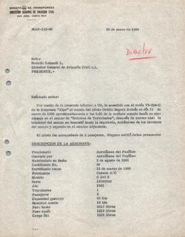Expediente del accidente ocurrido a la aeronave TI-324-C. Propiedad de Aerolíneas del Pacifico (A...
