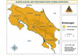 Afiche sobre la alerta naranja por COVID en todo el país