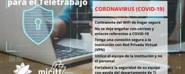 Afiche sobre buenas prácticas del teletrabajo para laborar de forma segura desde su hogar