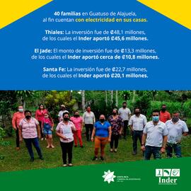 Afiche titulado Familias de Guatuso con electricidad
