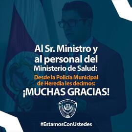 Afiches sobre agradecimiento al ministro y personal del Ministerio de Salud por parte de la Munic...