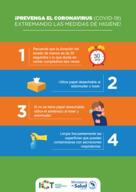 Afiche con recomendaciones del Ministerio de Salud para la prevención dla COVID-19