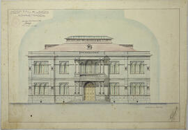 Plano de la fachada del hospital de Limón, administración. Fecha: 18 de enero de 1916. Firmado po...
