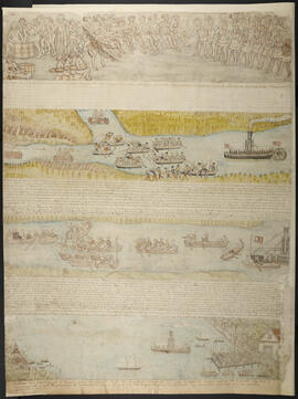 Dibujo de visita pastoral que realizara el Obispo Bernardo Augusto Thiel a la zona Norte de Costa...