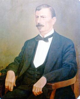 Fotografía del óleo con la imagen del Lic. Rafael Ramírez Hidalgo, Presidente de la Corte Suprema...
