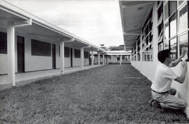 Fotografías de los diferentes pabellones del edificio de la Escuela de San Sebastián. Consta de 2...