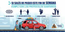 Afiche titulado Si salis de paseo este fin de semana cumplí con los protocolos sanitarios