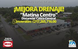Fotografía de publicidad sobre el proceso de mejora en el sistema de drenaje de Matina Centro, Limón