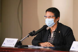 Fotografías sobre la conferencia de prensa Covid para el anuncio de medidas sanitaria