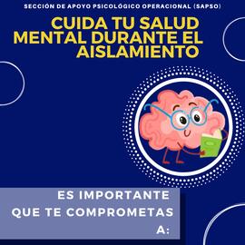 Afiches con consejos para tener una buena salud mental durante el confinamiento, esto en el conte...