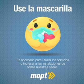 Afiche con información sobre obligatoriedad de la mascarilla en instalaciones del Ministerio de O...