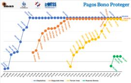 Afiche que muestra el detalle del movimiento histórico de los pagos del Bono Proteger, esto en re...