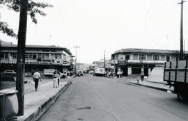 Fotografía panorámica de una calle en el centro de San Carlos. Fue tomada desde el parque de Ciud...