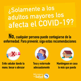 Afiche que muestra que la COVID-19 no afecta sólo a los adultos mayores