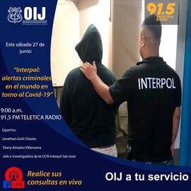 Afiche con información sobre charla titulada INTERPOL: alertas criminales en el mundo en torno al...
