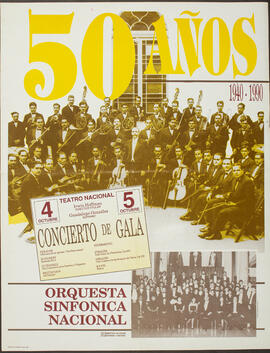 Afiche sobre la celebración de los 50 años de la Orquesta Sinfónica Nacional