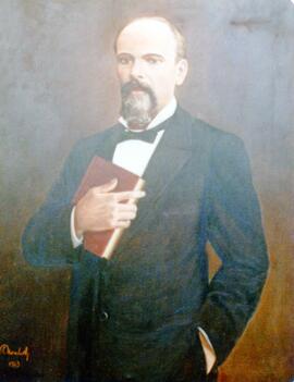 Fotografía del óleo con la imagen del Lic. Vicente Sáenz Llorente. Ver más información en el regi...