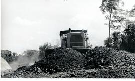 Fotografía de la construcción de la carretera Limón-Siquirres. Costa Rica