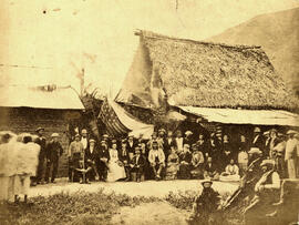 Fotografía de un grupo de visitantes norteamericanos, amigos de los empresarios del Ferrocarril, ...