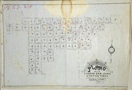 Plano de los cuadrantes de la ciudad de San Juan de Tibás, provincia de San José. Material: tela....
