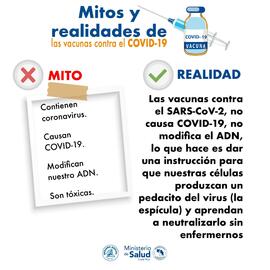 Afiches que explican mitos y realidades de la vacuna contra la COVID-19