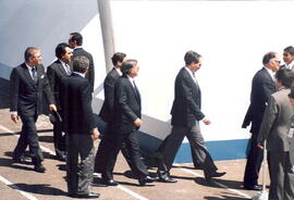 Fotografía con la imagen del ingreso de los miembros del Tribunal Supremo de Elecciones al Estadi...