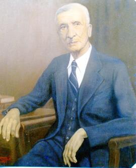 Fotografía del óleo con la imagen del Lic. Gerardo Guzmán Quirós, Presidente de la Corte Suprema ...