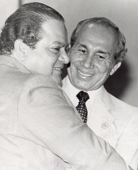 Fotografía de Luis Alberto Monge Alvárez. Presidente de la República de Costa Rica y Miguel Ferná...