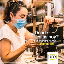 Afiche titulado ¿Dónde estás hoy? Sin importar dónde, estamos ahí, esto en el contexto de la pand...