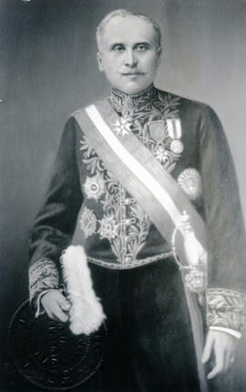 Fotografía del retrato con la imagen del Lic. Ricardo Fernández Guardia, 1867-1959, tomada en el ...